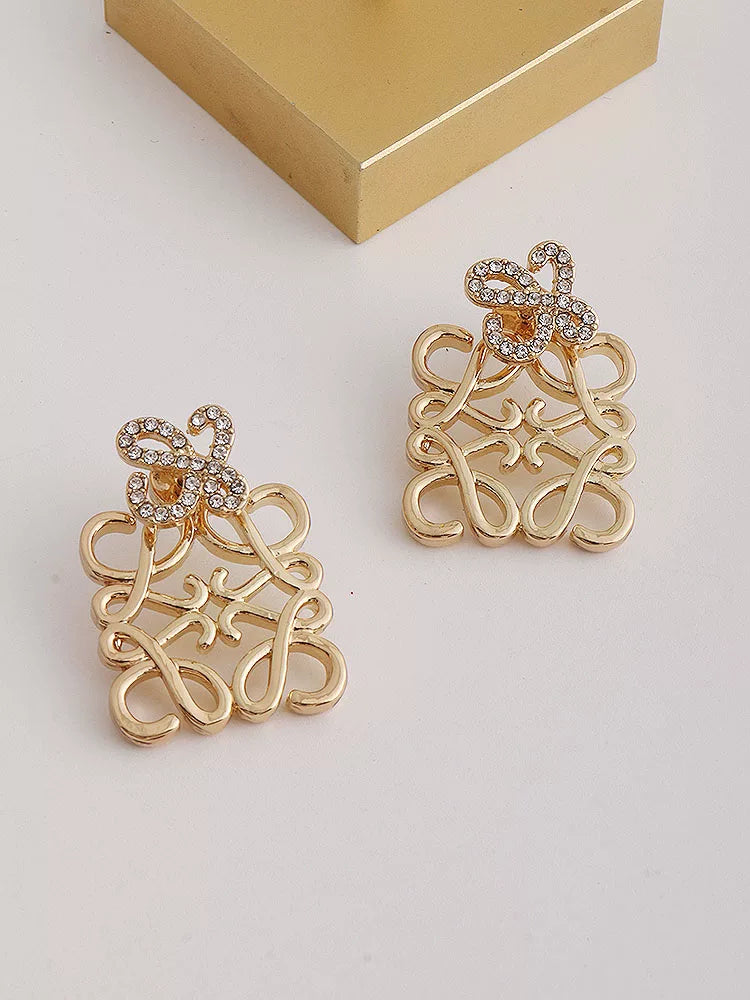 Geometric Hollow Square Stud Earrings - Gold Stud Earrings (Pair) [OAMWJ3KI]