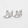 Danielle Metal Flower Ear Clips - Silver Pair