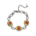 Dainty Floral Charm Bracelet - Silver Three-Flower Bracelet [9KUR28QD]