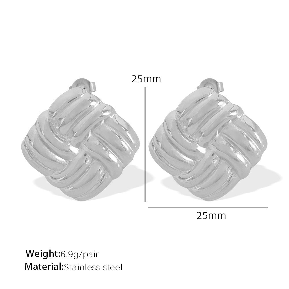 Chelsea Twist Square Earrings - Silver [62FJ7BVU]