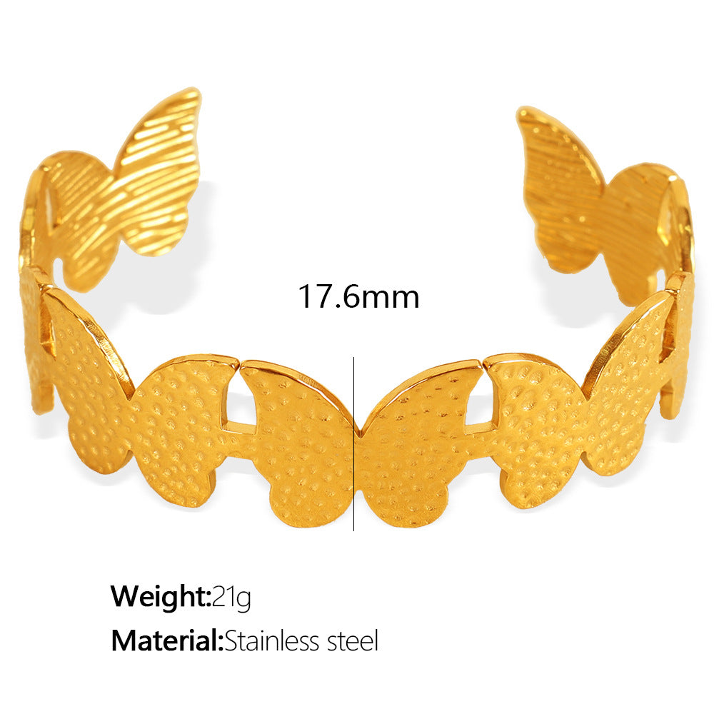 Ileana Sculpted Cuff Bracelet - Gold Butterfly Pattern Cuff [C0Y7G1VP]
