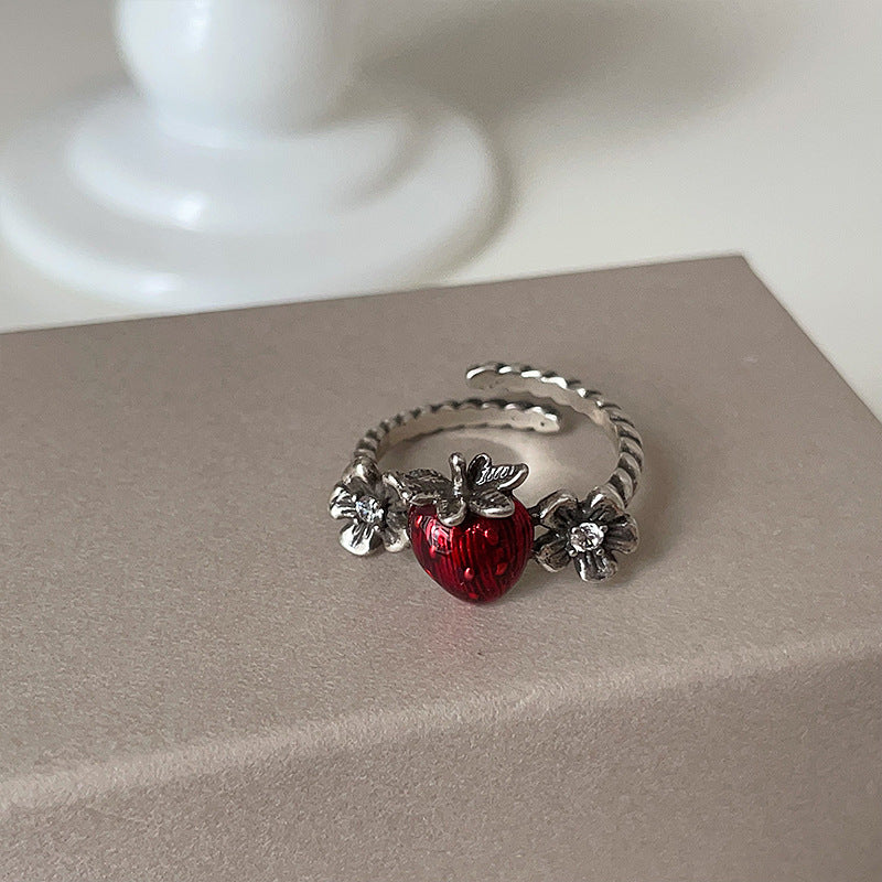 Alexi Strawberry Open Ring - Red Strawberry Ring [P6WUQU0A]