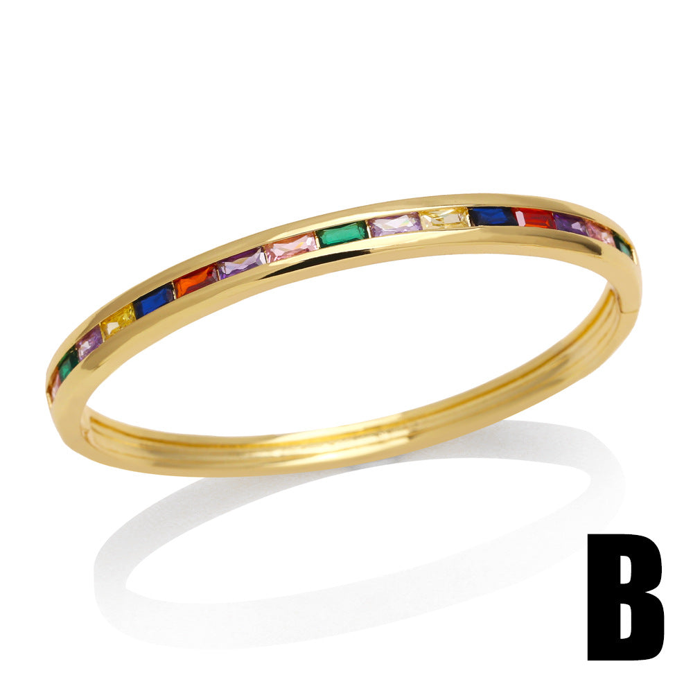 Bralynn Geometric Zircon Bangle - Style B [OBE0ODMH]