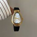 Lexus Diamond Snake Head Watch - Black Strap Gold Frame White Dial [KTFDMUFH]