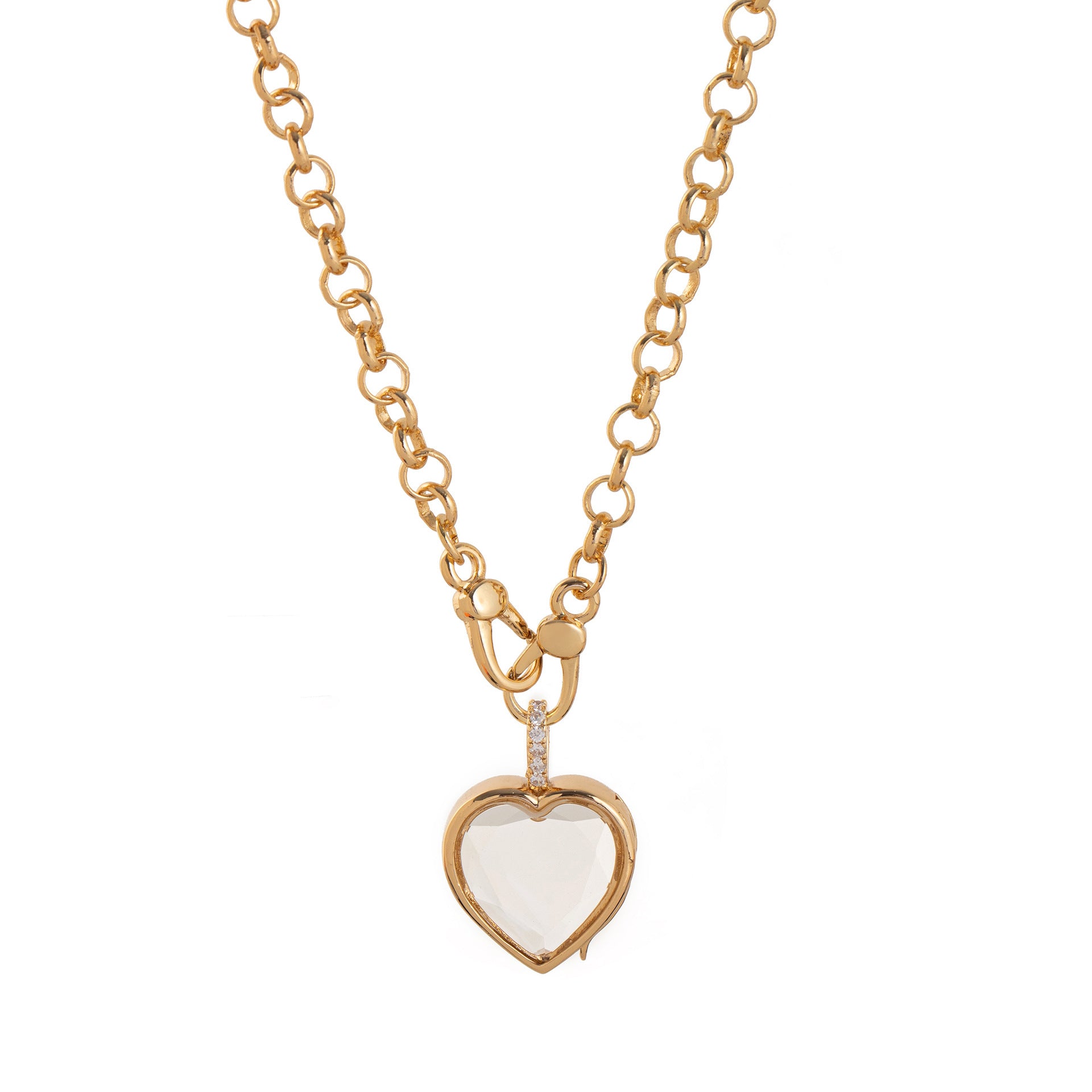 Soleil Keepsake Charm Pendant - Heart Transparent Box Necklace (O-chain) [1CT5F6JX]