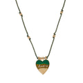 Siyona Cord Charm Necklace - Green Heart Necklace [5BCC513A]