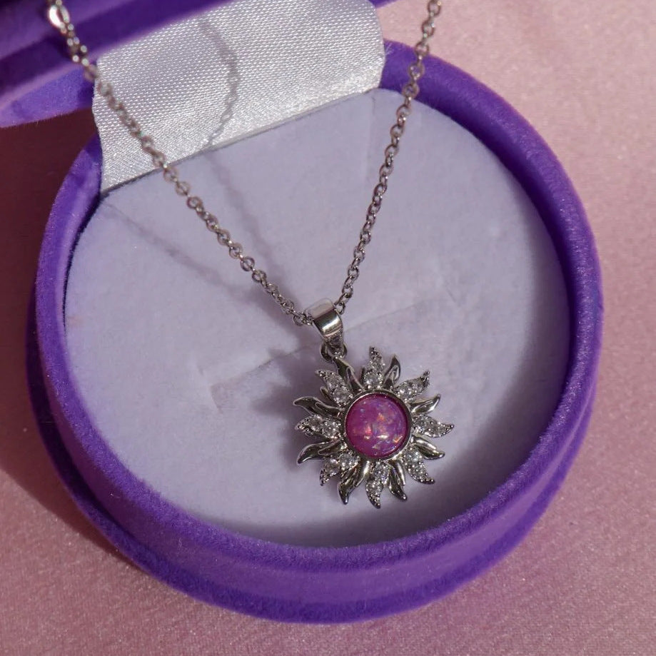 Aariyah Opal Zirconia Pendant Necklace - Spinner Necklace (Silver) [GWW9ZGU3]