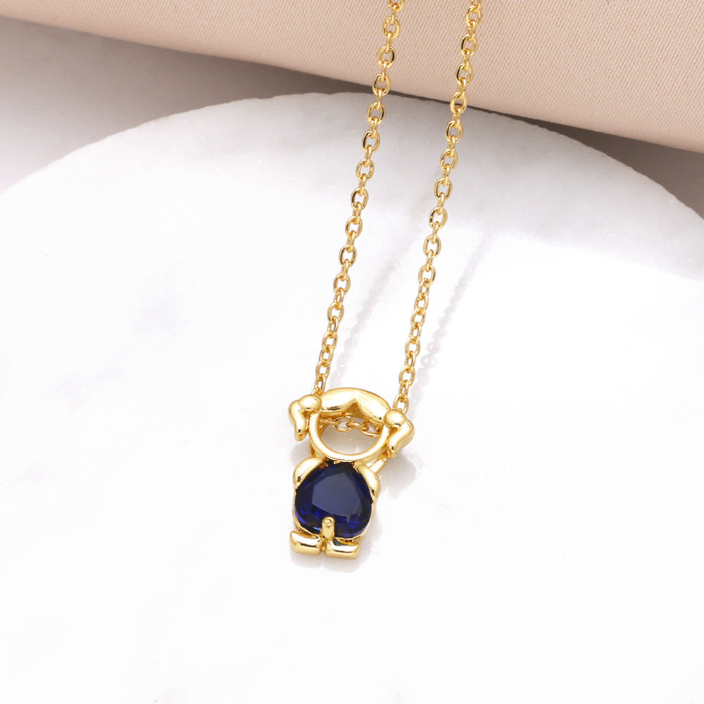Jackson Zircon Heart Necklace - Dark Blue [AKFWHZY2]