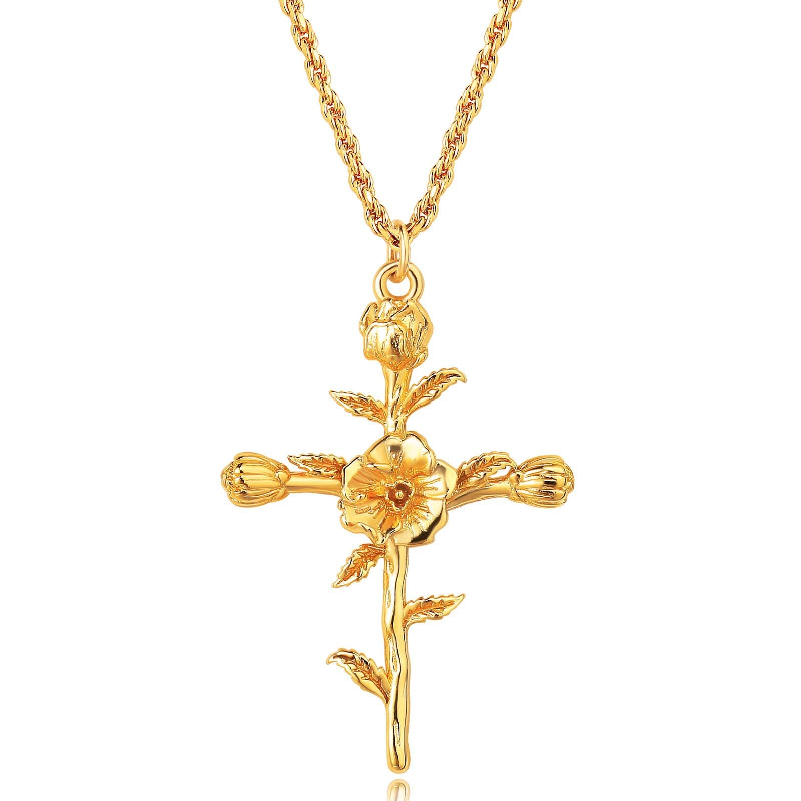 Birth Flower Pendant Necklace - August Poppy [ZZDKZATB]