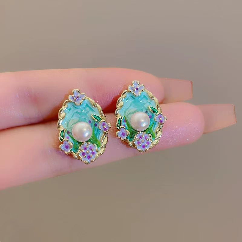 Brecklyn Monet Floral Pearl Earrings - Gold [5TWJ03VR]