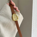 Vintage Snake Head Shaped Watch - Brown Strap Gold Dial (Leather Strap) [SSZH5WTT]