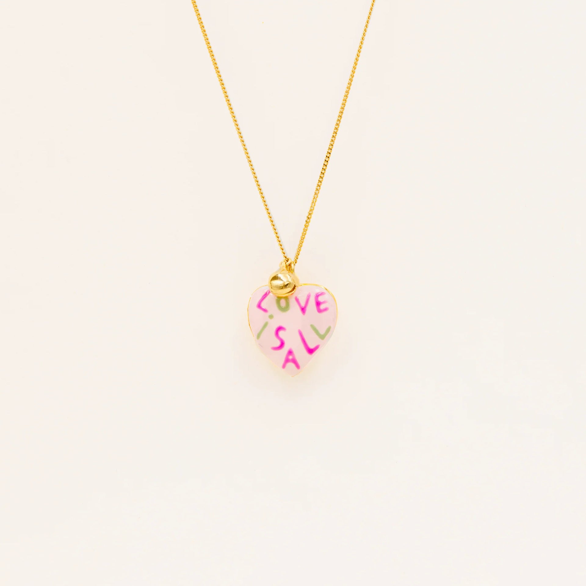 Heart Locket Pendant Necklace - 'LOVE' Heart Locket Necklace [G1DGL82Q]