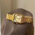 Vintage Square Bracelet Watch - Gold Band Gold Face (Steel Band) [Q17QZPVS]