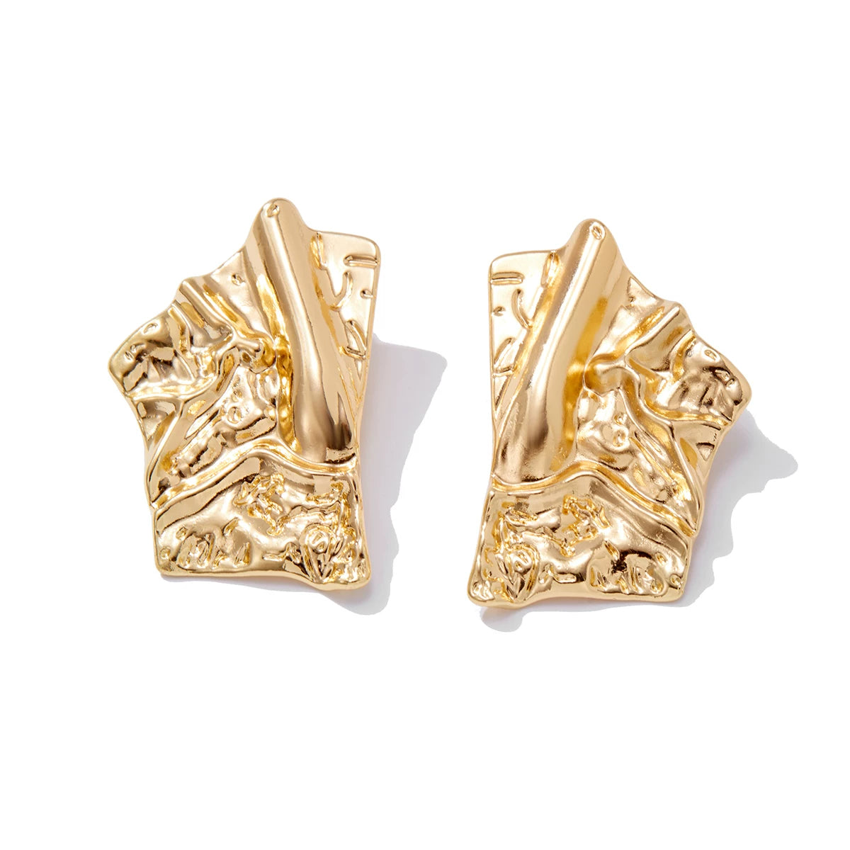 Missy Jewelry - Chanel Irregular Pleated Statement Earrings - Gold Style 2 Color