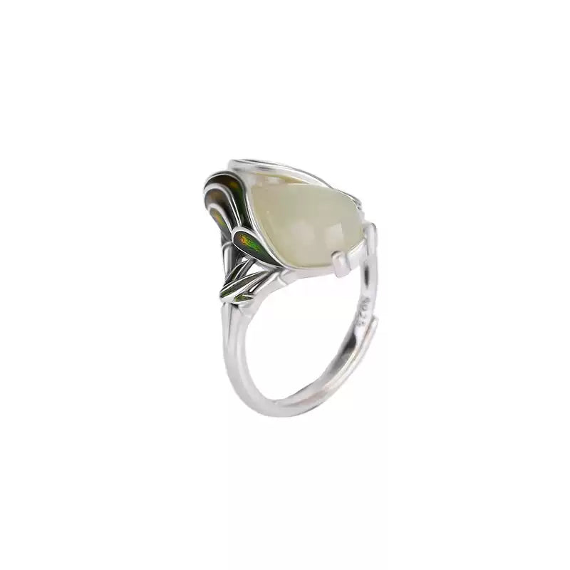 Hetian Jade Silver Ring