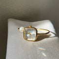 Square Pearl Bracelet Watch - Gold Band White Dial [SPEZZNV1]