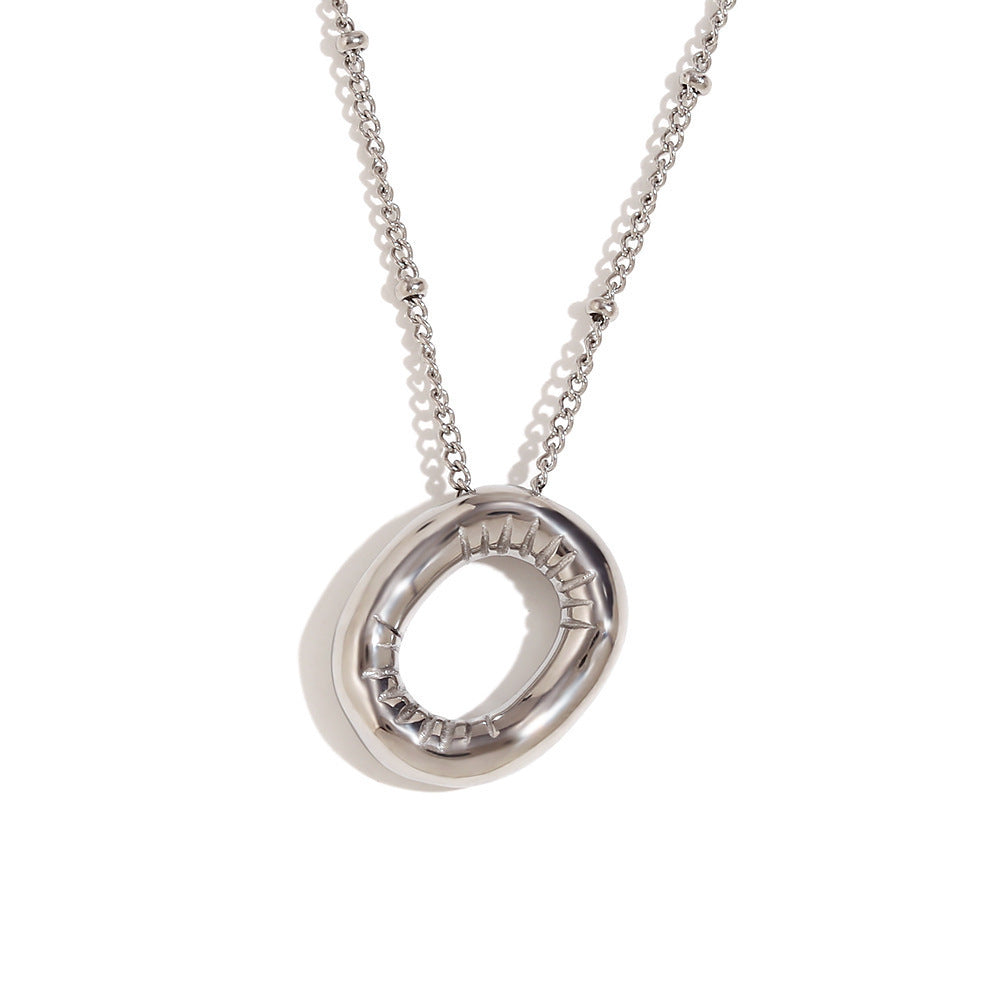 Aiyanah Glossy Bubble Letter Necklace - Silver O [PPH6970Y]