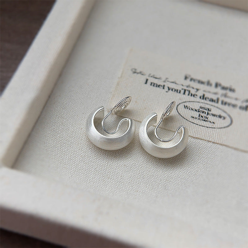 Ebony Frosted Circle Ear Cuffs - Silver [M5PPLH9J]