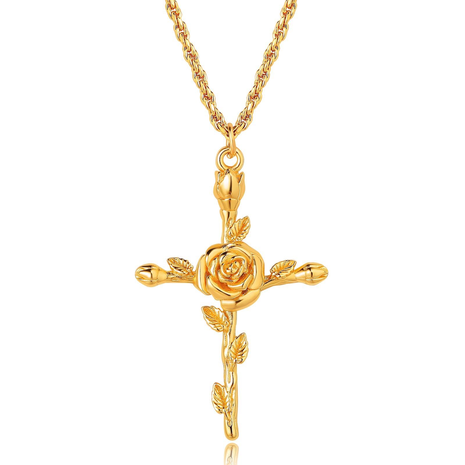 Birth Flower Pendant Necklace - June Rose [RGA4ECYU]