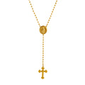 Cross Pendant Lariat Necklace - Pearl Chain Cross [ZXUY2LBV]