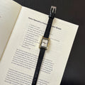 Retro Square Roman Numeral Watch - Black Strap Gold Case White Dial [ZUFF0CMA]