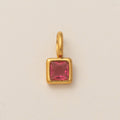 Lotus Birthstone Cube Necklace - July Pendant - Gold [OESGXECJ]