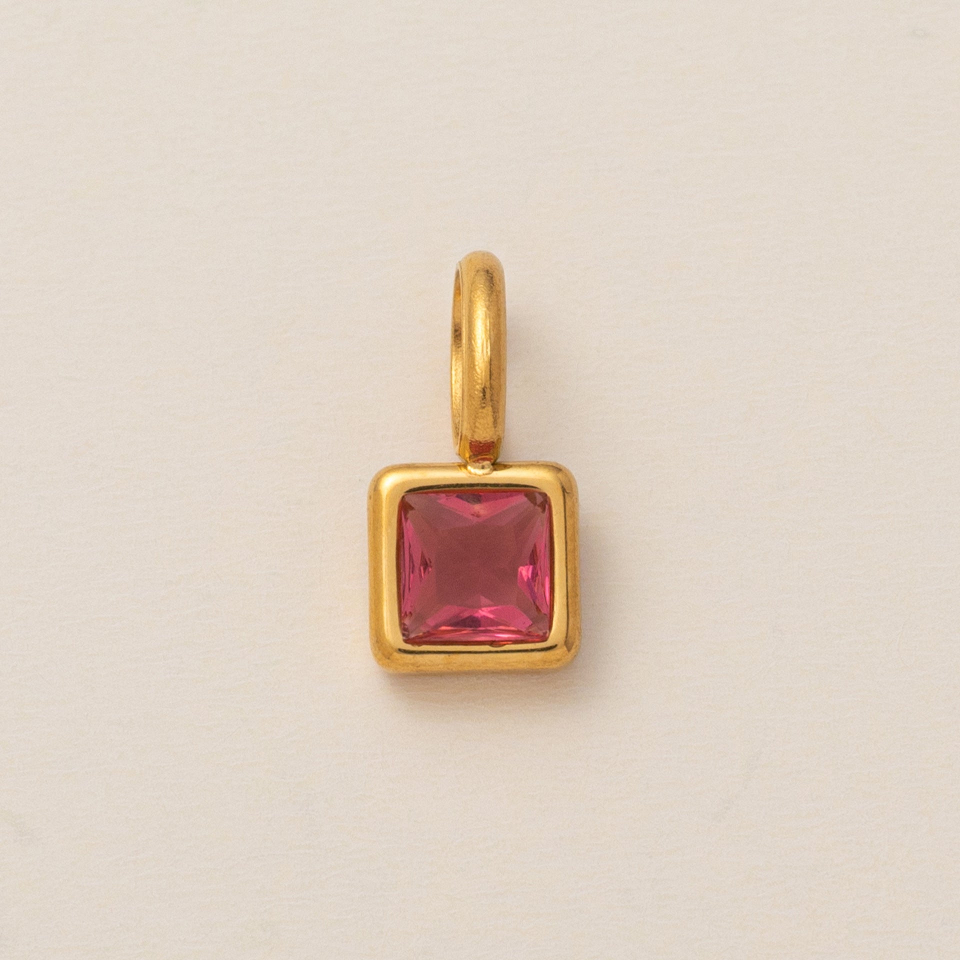 Lotus Birthstone Cube Necklace - July Pendant - Gold [OESGXECJ]