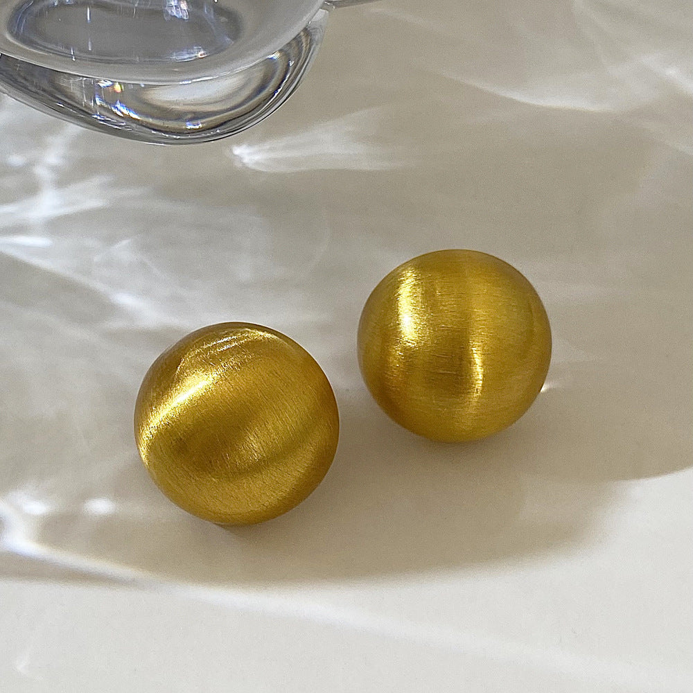 Marlyn Brushed Round Earrings - Gold Brushed Round [KMQAAIHW]