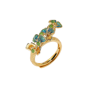 Carly Enamel Jade Flower Ring