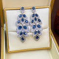 Avangeline Zircon Leaf Earrings - Silver-Blue [A70OKFTV]