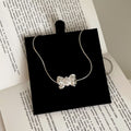 Ethel Layered Bow Pearl Necklace - Silver Necklace [IVXQ97OR]