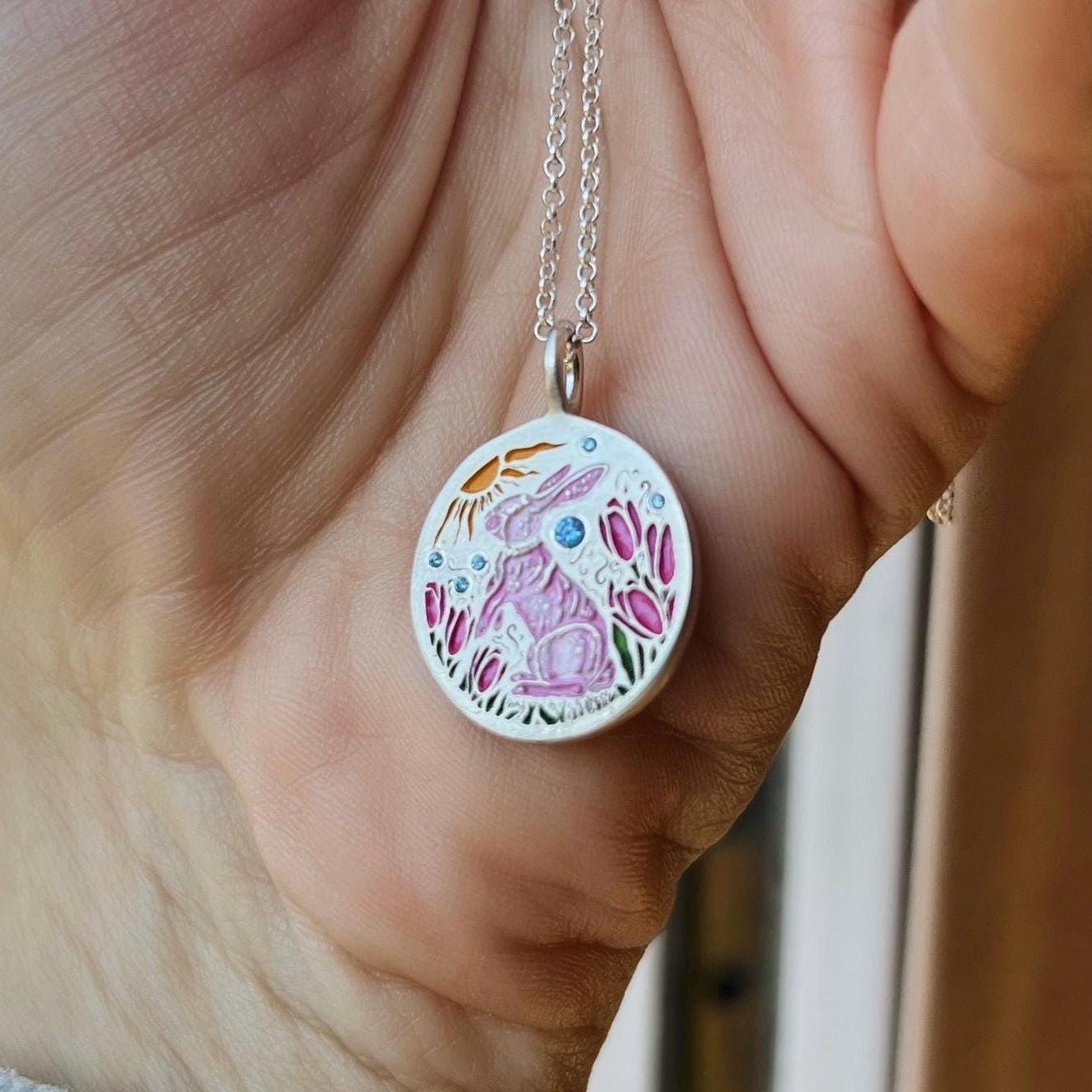 Rabbit Element Pendant Necklace - Pink Rabbit Gold Necklace [BP8UJLSQ]
