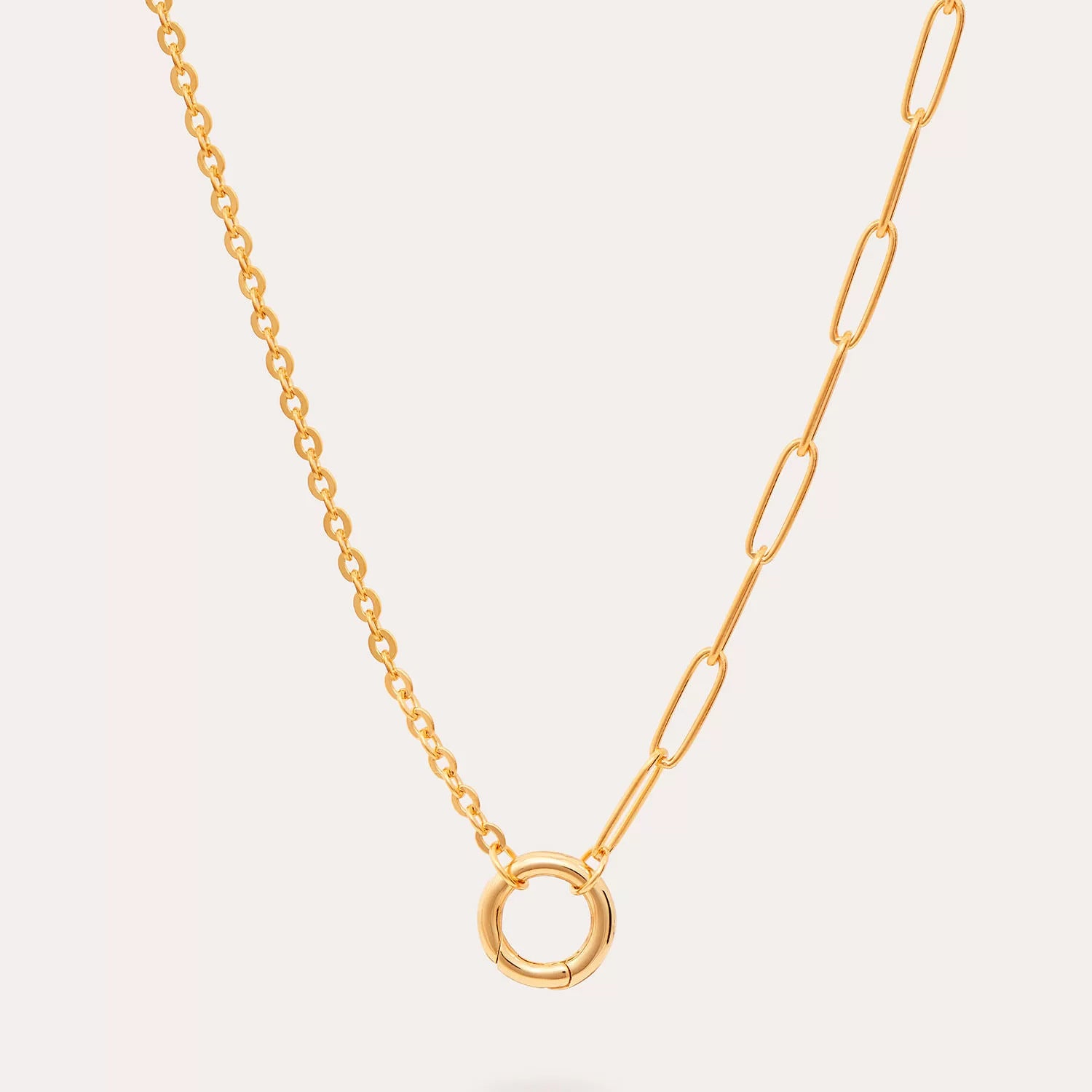 Adjustable Paperclip Chain Necklace - O-Chain + Paperclip Open Ring [EE911IJW]