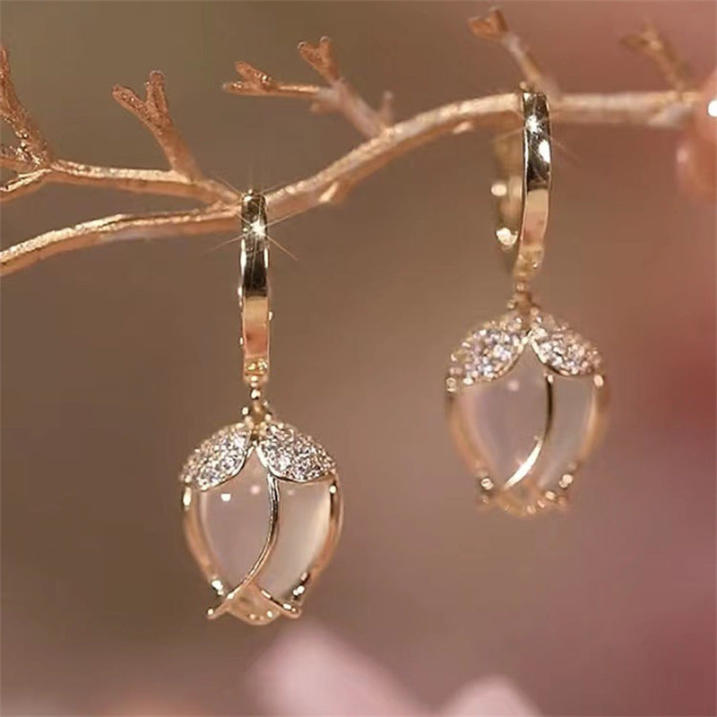 Yashika Gold Tulip Opal Earrings - Gold [01LO7E2G]