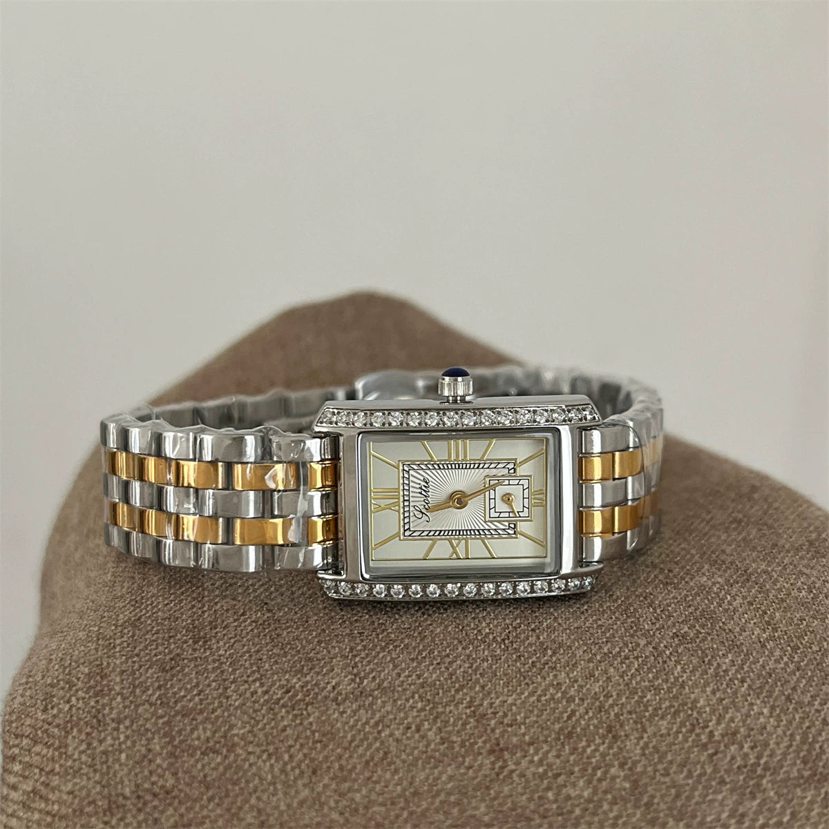 Square Dial Bracelet Watch - Two-Tone with White Dial [DIIW89EK]
