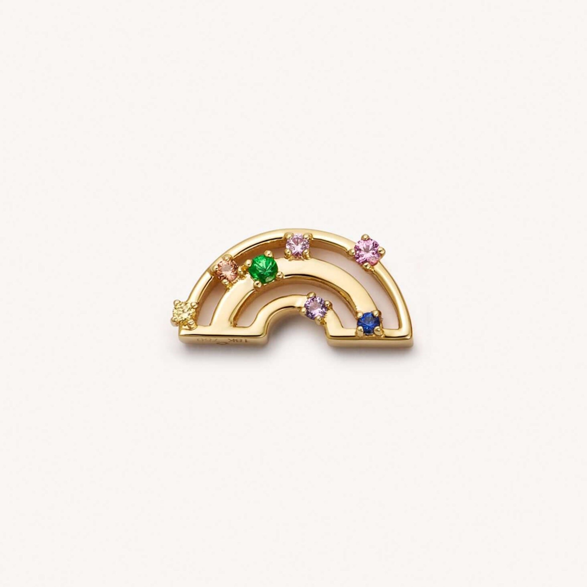Floating Charm Locket Necklace - CZ Gold Rainbow Charm [50SP7XOF]
