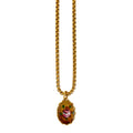 Ayelen Painted Pendant Necklace - Oval Red Flower Necklace [1AGONFFQ]