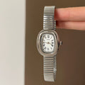 Vintage Square Dial Watch - Silver Strap White Dial (Arsenal Strap) [26V4BIZZ]