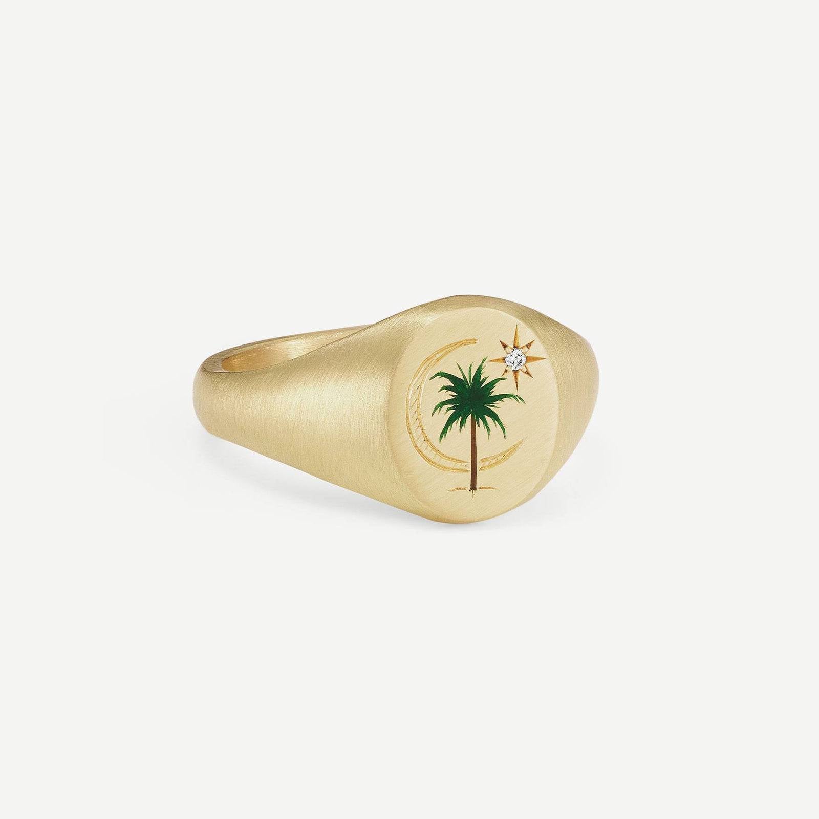 Camreigh Titanium Statement Ring - Palm Tree Ring [5U5ZGYEH]