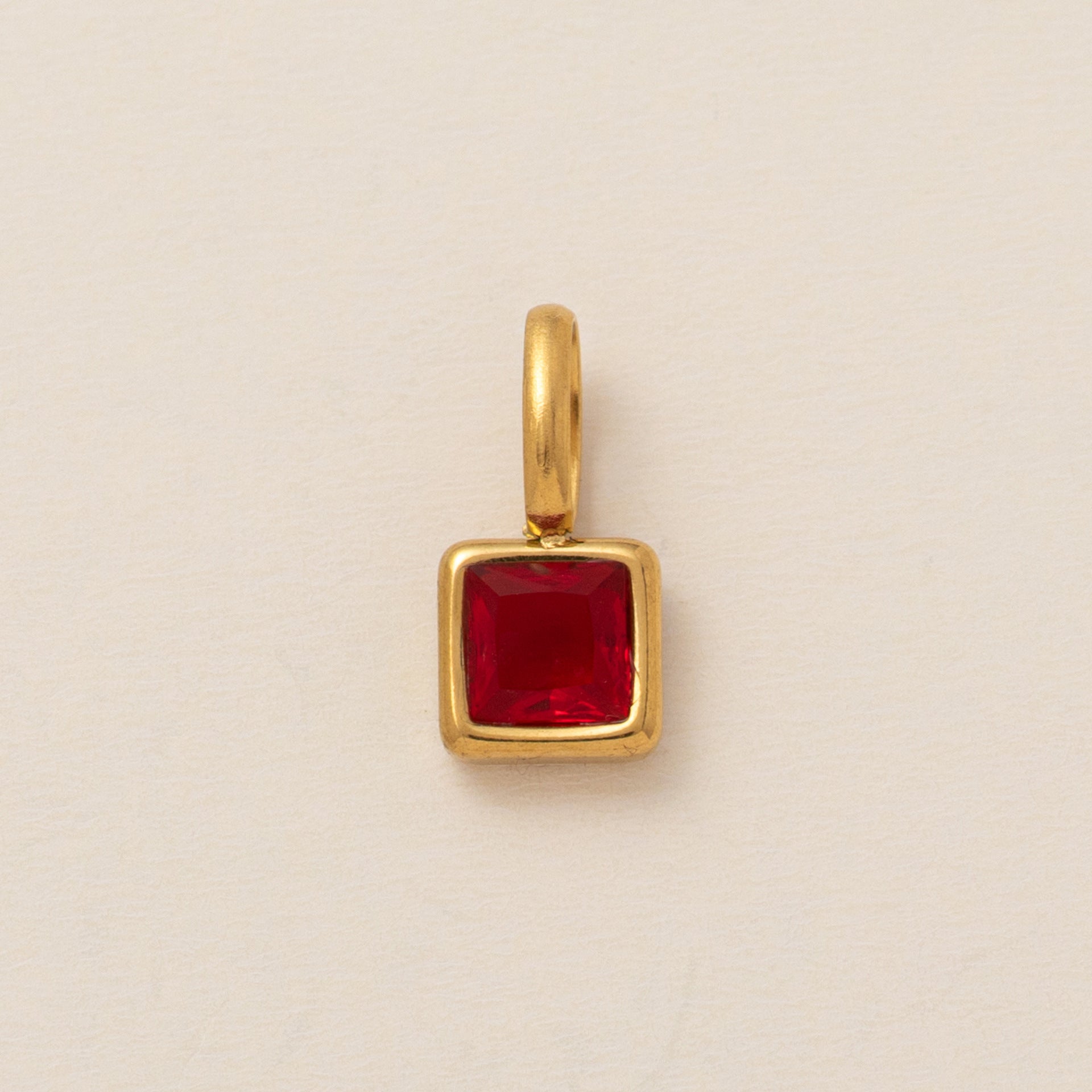 Lotus Birthstone Cube Necklace - January Pendant - Gold [9WUZS0RP]