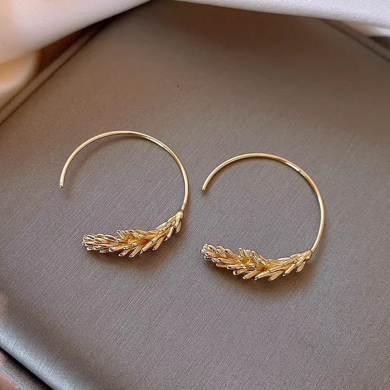 Jordy Delicate Wheat Hoop Earrings - Gold [8XG8HAQS]