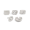 Missy Jewelry - Maddie 5-Piece Textured Ring Set - Silver Color