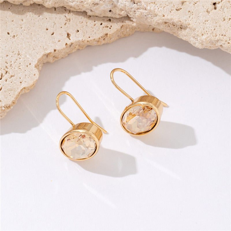 Diala Oval Zircon Earrings - Gold [EI8UDZO5]