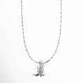 Lucky Horseshoe Pendant Necklace - Silver Cowboy Boots [YU1U2FIJ]