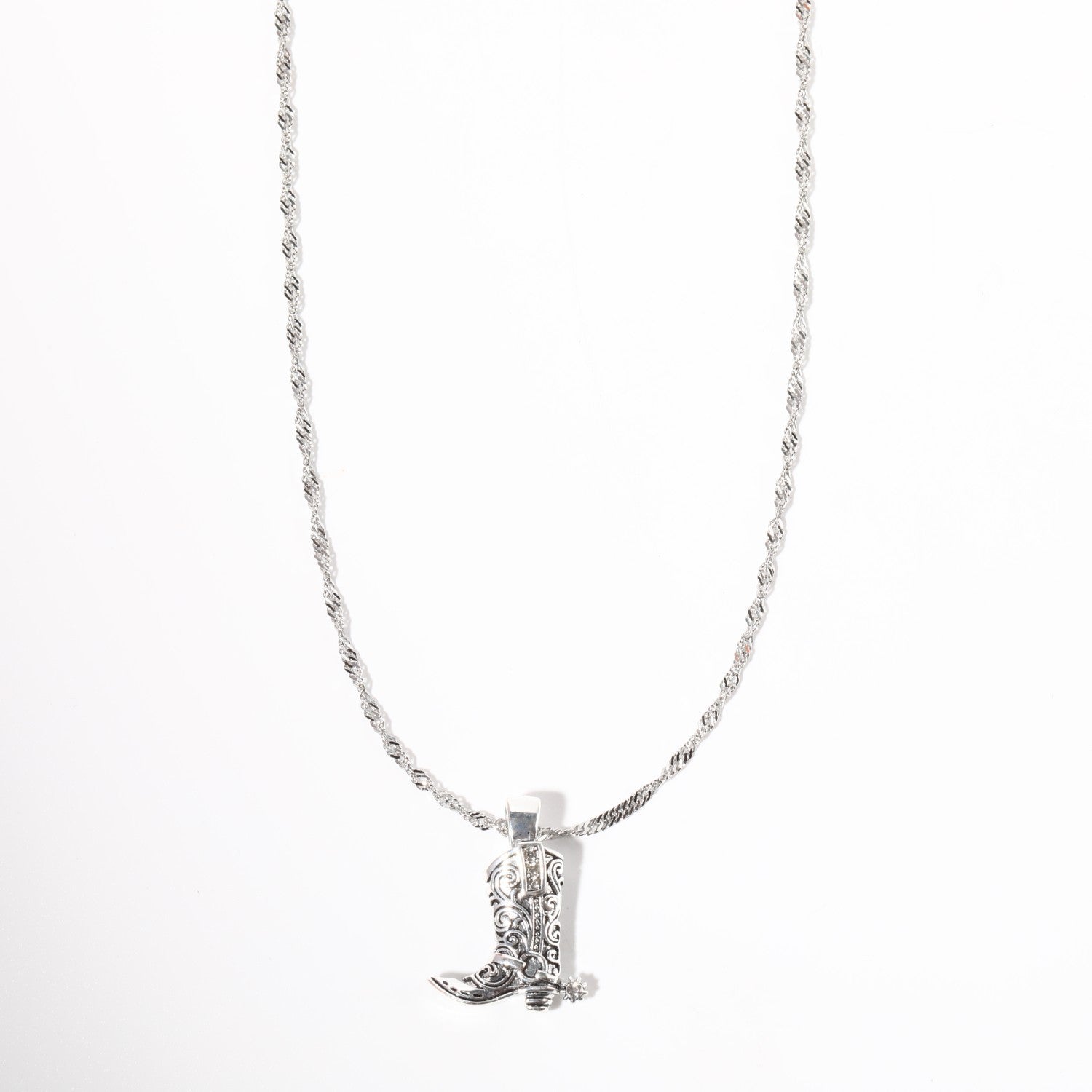 Lucky Horseshoe Pendant Necklace - Silver Cowboy Boots [YU1U2FIJ]