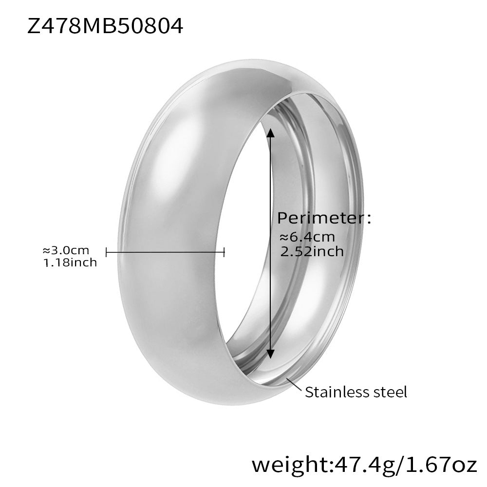 Cecile Polished Cuff Bracelet - Steel Polished 30mm [OHWBEHS4]