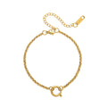 Square Zircon Birthstone Pendant Necklace - O-Chain + Open Ring [MRRH0939]