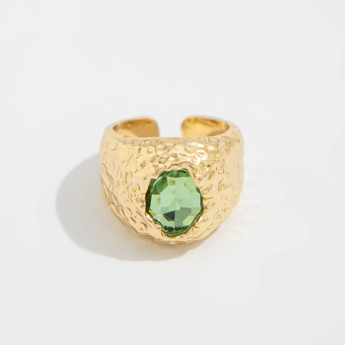 Kaleena Gemstone Open Ring - Green