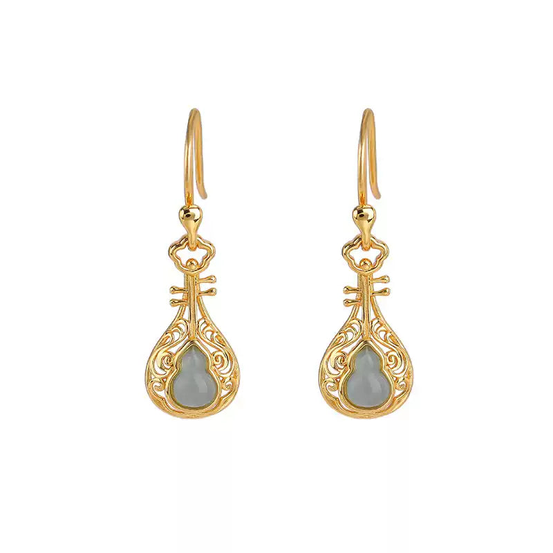 Jade Teardrop Filigree Silver Earrings