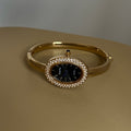 Anorah Diamond Oval Bracelet Watch - Gold Band Black Dial (Diamond Edge) [PKCMG3C0]
